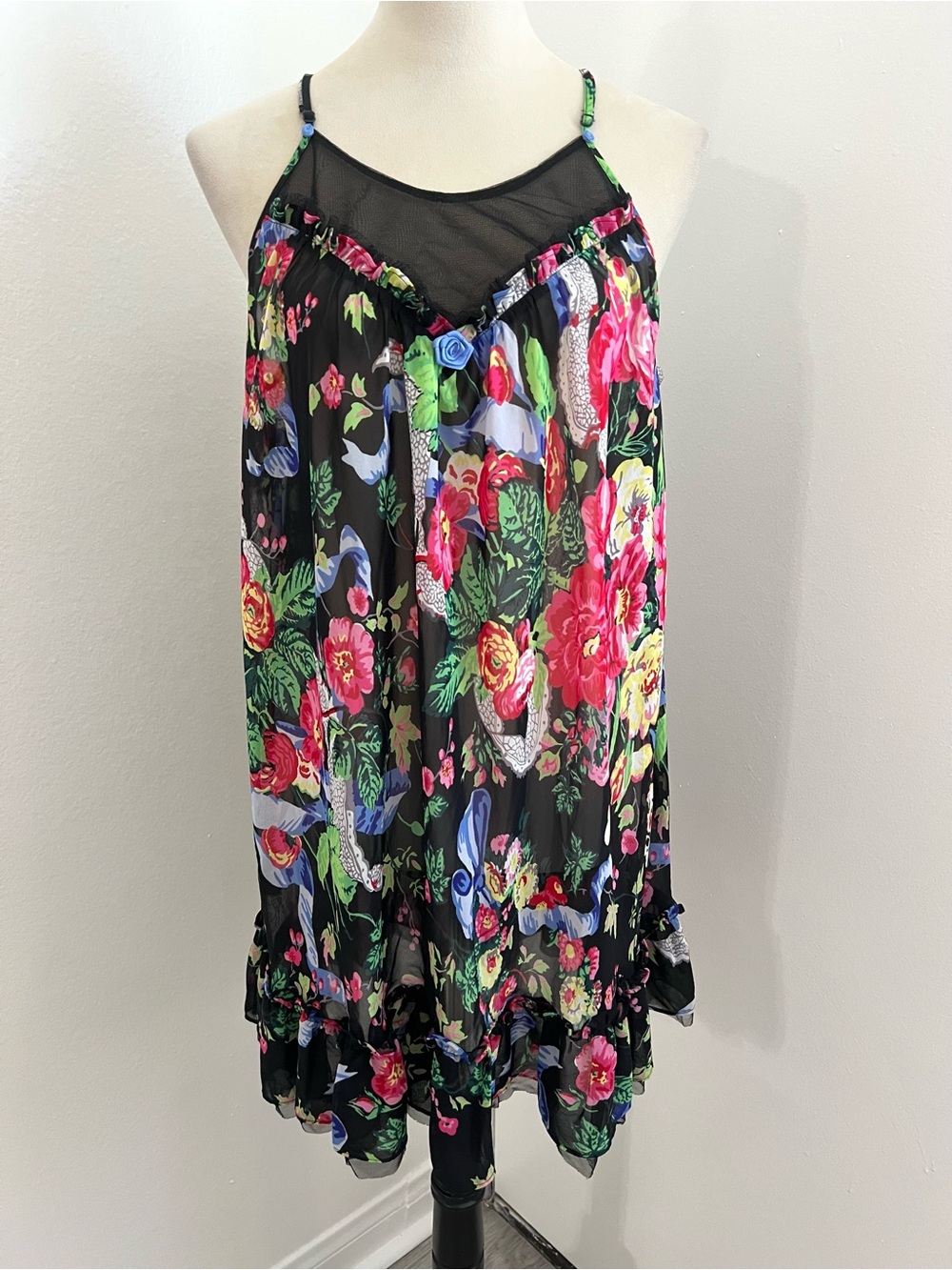BETSEY JOHNSON Intimates Floral Mini Slip Dress Size Large